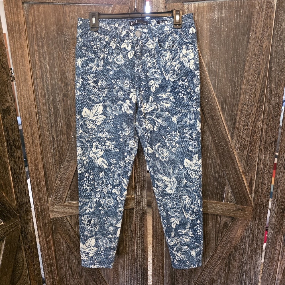 FDJ French Dressing Jeans Women's‎ Size 6 Blue & White Floral Skinny Fit Stretch